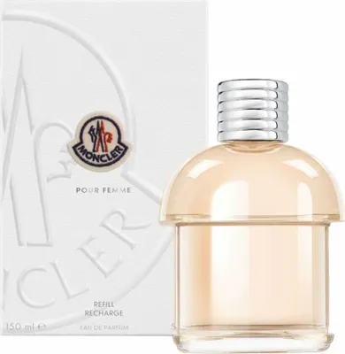 A perfume bottle and its packaging are displayed against a white background.