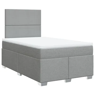 Produktbild von Boxspringbett mit Matratze Hellgrau 120x200 cm Stoff
