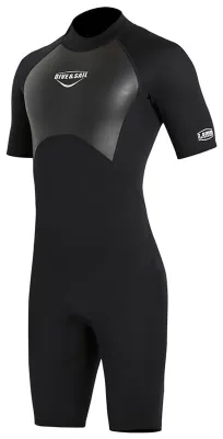 Produktbild von Herren-Shorty-Neoprenanzug, 2 mm, Ganzkörper-Tauchanzug für Tauchen, Surfen, Schwimmen und Wassersport, schwarz, Größe L