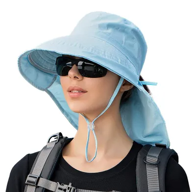 Produktbild von Damen-Sonnenhut, Outdoor-Safarihut mit breiter Krempe, UPF 50+, faltbarer Gärtnerhut mit Zopfloch