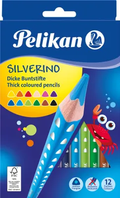 Produktbild von Pelikan Buntstifte SILVERINO 3-eckig dick BSD12DN  12Stk.
