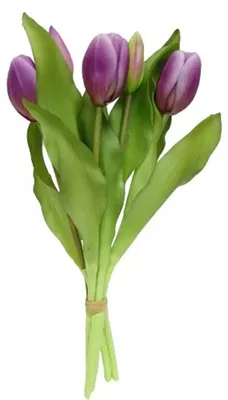 Produktbild von Tulpen künstlich 30cm Tulpenbündel mit 5Tulpen Real Touch lila Tulpenstrauß