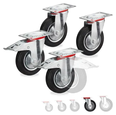 Image de relaxdays Roulettes pour charges lourdes noir
