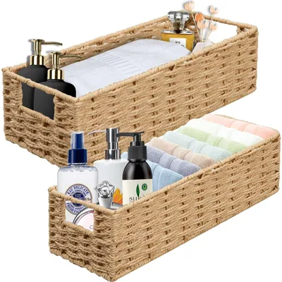 Produktbild von Omgoods – 2er-Set Körbböcke aus Rattan – Handgefertigter Organizer für Badezimmer und Küche