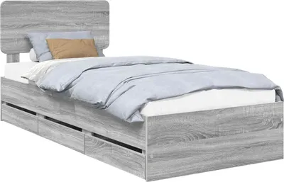 Immagine prodotto di vidaXL Giroletto con testiera grigio Sonoma 90 x 200 cm Materiale a base di legno