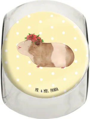 Produktbild von Mr. & Mrs. Panda Bonboniere Meerschweinchen Weisheit L 870ml - Gelb Pastell - Geschenk, glasbehälter, Vorratsglas, Kaffeedose, Wunderland, Teedose, Motivation, küchenglas