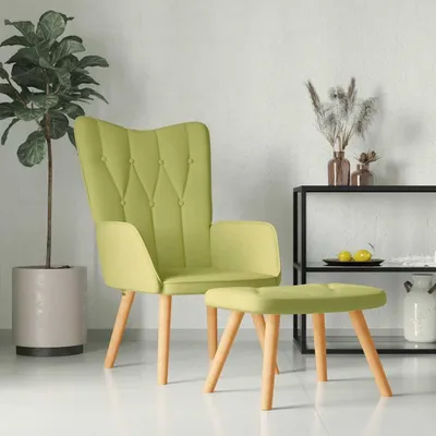 Produktbild von Grüner Relaxsessel aus Stoff mit Hocker, 10.9kg