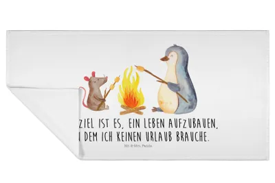 Produktbild von Mr. & Mrs. Panda Handtuch Pinguin Lagerfeuer - Weiß - Geschenk, Maus, Arbeit, gesichtshandtuch, Büro, Liebe, 50x100, Job, Flauschtuch, kleines, gesichtstuch