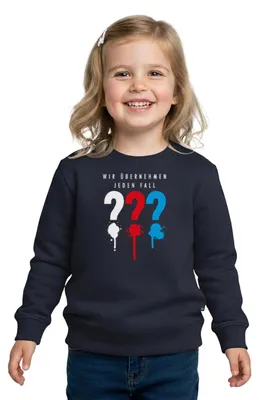Produktbild von Spreadshirt Die Drei Fragezeichen Wir Übernehmen Jeden Fall Kinder Premium Pullover, 134/140 (8 Jahre), Navy