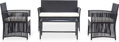 Obrázek produktu pro vidaXL 4dílná zahradní lehátková souprava s polštářem Poly Rattan Black