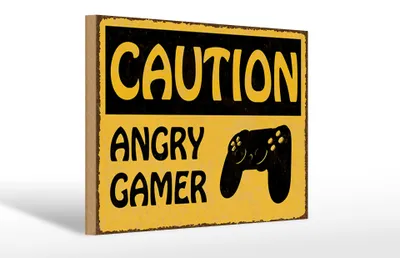 Produktbild von Holzschild Spruch 30x20cm caution angry gamer Vorsicht wütender
