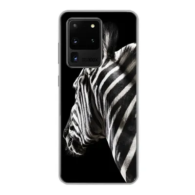 Produktbild von MuchoWow® Handyhülle Schutzhülle Hülle für Samsung Galaxy S20 Ultra Zebra - Tier - Schwarz - Porträt Silikon Softcase Handy Hülle - Karteninhaber