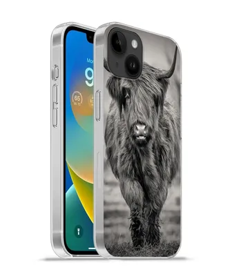 Produktbild von MuchoWow® Handyhülle Schutzhülle Hülle für Apple iPhone 14 Plus - Soft case Schottischer Highlander - Schwarz und Weiß Silikon Softcase Handy Hülle - Abbildung