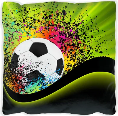 Produktbild von Wallario Premium Kissen, weiche Oberfläche, mit Motiv Fußball - Design Wellen und Regenbogen in grün, Größe: 30 x 30 cm, mit weißer Rückseite
