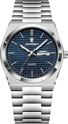 Produktbild von Herren Business Armbanduhr aus Edelstahl mit Datums- und Wochentagsanzeige, Leuchtzeiger, Wasserdichte Quarzuhr Elegant