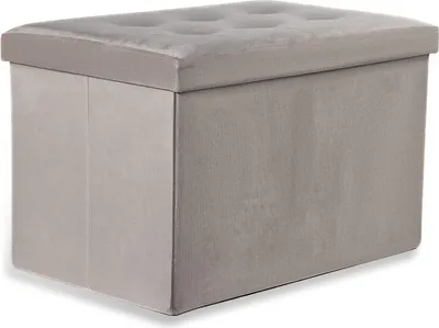 Image de Pouf - Leobert - Xl - Velours Beige - 60 X 38 X 38 Cm