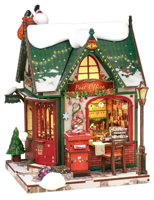 Immagine prodotto di Kit per la costruzione di una casetta in miniatura a tema natalizio, ideale per adulti
