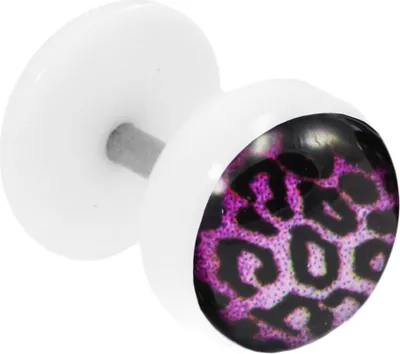 Produktbild von Fake Plug Ohrstecker mit Motiv Leopard lila