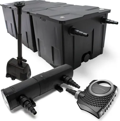 Produktbild von Wiltec Komplettset: CBF-350C Teichfilter bis 90000 L Teichfilteranlage Durchlauffilter, NEO10000 Teichpumpe 10000l/h 80W, CUV-236 Teichklärer UVC Klärer mit 36W, HJ-943 Springbrunnenpumpe 800l/h 16W