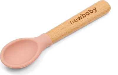 Immagine prodotto di Cucchiaio in silicone con manico in legno Nuovo caramello per bambini