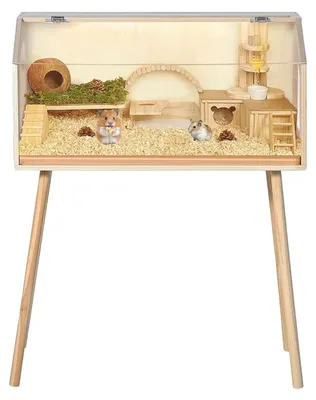 Image de Cage pour hamster, dimensions 81,28 x 40,64 x 101,60 cm, fenêtre en acrylique, ouverture sur le dessus, bois résistant aux morsures, conception ventilée