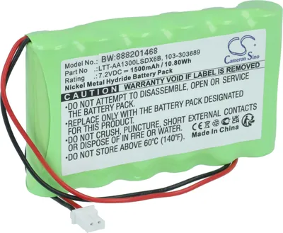 Produktbild von vhbw Akku Ersatz für Visonic BAT301179, 103-303689, 103-300691, 103-301179, BATPM30 für Alarmanlage, Alarmsystem (1500 mAh, 7,2 V, NiMH)