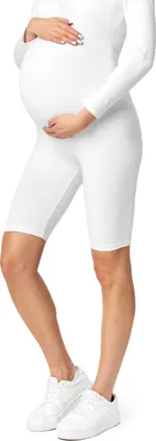 Image de Be Mammy : leggings de grossesse courts en viscose BE-04 (blanc, taille S)