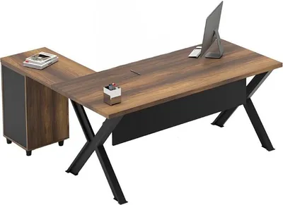 Image de Table d'angle Table de rangement Bureau Marron Noir