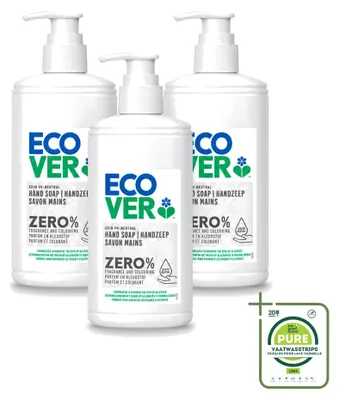 Produktbild von 3 x Ecover Handseife ZERO - Parfumfrei - 250 ml - Großpackung - 3 Stücke