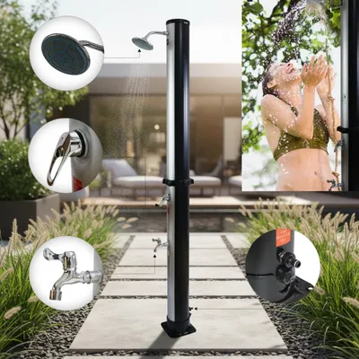 Immagine prodotto di Mucola doccia solare doccia da giardino doccia a pedale doccia da piscina doccia da esterno doccia da campeggio doccia a pioggia - argento 35L