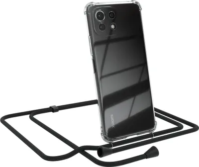 Produktbild von EAZY CASE Handykette kompatibel mit Xiaomi Mi 11 Lite / 5G / 11 Lite 5G NE, Handyhülle mit Umhängeband, Handykordel, Schutzhülle Clear, Band in Schwarz