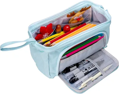 Produktbild von Federmäppchen große Kapazität, faltbar, blau, für Schule und Arbeit