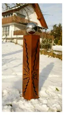 Produktbild von Rostsäule 80 cm mit Edelstahlkugel und Muster