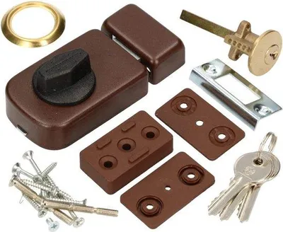Immagine prodotto di Serratura di sicurezza aggiuntiva Famanu, 50/60 mm, 3 colori, con cilindro di chiusura - Marrone