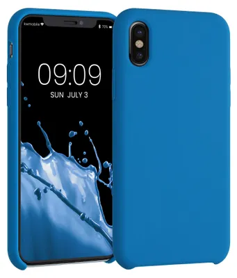 Produktbild von kwmobile Handyhülle für Apple iPhone X Hülle - Case Silikon - Kabelloses Laden - Schutzhülle Cover in Blue Reef