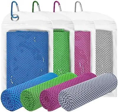 Produktbild von Yoimira Kühltuch 4er Set,Cooling Towel für Sport & Fitness,kühltücher sporthandtuch microfaser,kühlhandtuch cool Towel für Laufen Yoga Golf Tennis Camping Reisen
