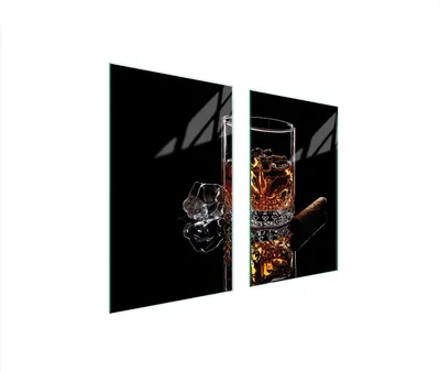 Produktbild von Herdabdeckplatten 2 teilig 75x52 Glaskeramikkochfeld Abdeckung Glas Schneidebrett Getränk Schwarz