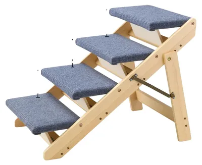 Immagine prodotto di Scala per animali domestici, realizzata in legno robusto, con superficie antiscivolo, 4 gradini, modello B
