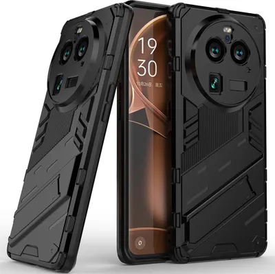 Produktbild von Armor Hülle für Oppo Find X6 Pro, Hybrid PC TPU Bumper Stoßfestes Schutzhülle mit Standfunktion Schwarz