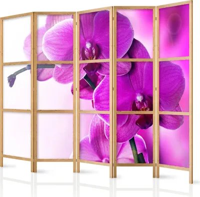 Obrázek produktu pro Japonský paraván Květiny 225x172 cm 5dílný fialový