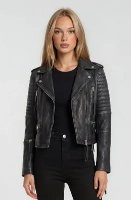 Produktbild von Avril Damen Echtleder Lederjacke Schwarz XS