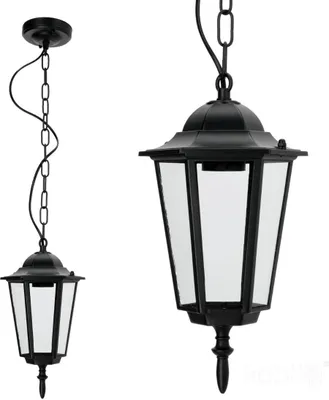 Obrázek produktu pro Černá venkovní zahradní závěsná lampa na řetězu 1xE27 50W LO4105 IP54 Kobi
