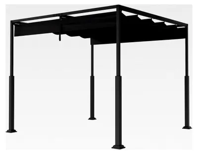 Produktbild von Pergola 3x3 m Terrassenüberdachung Wasserdicht Stabil Winterfest Pavillon Gartenpavillon mit Verstellbaren Schattenbereichen Sonnenschutz für Garten Terrasse & Balkon, Schwarz