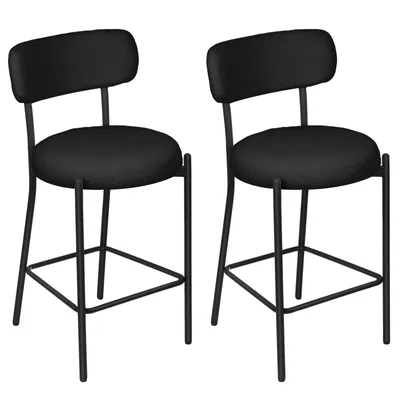 Produktbild von 2er-Set Barhocker moderne Küchenstühle mit Rückenlehne für Kücheninsel oder Bartheke Schwarz