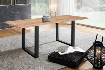Produktbild von Möbelretoure Baumkantentisch 240x100cm Naturbelassen Schwarz MAREK