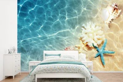 Produktbild von MuchoWow® Fototapete für Wohnzimmer oder Schlafzimmer Wandtapete Vinyl Motivtapete Muscheln - Meer - Sommer - 420x280 cm - Zimmer für Kinder