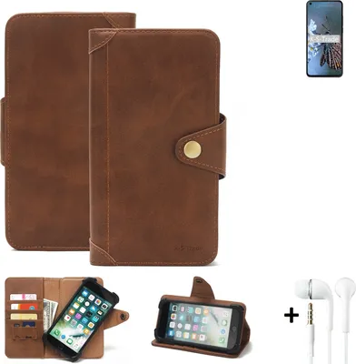 Produktbild von K-S-Trade Handyhülle Schutzhülle kompatibel mit HTC Desire 20 Pro  Walletcase Bookstyle Schutz Case Hülle Wallet Flipcase Cover PolyurethanBraun inkl.