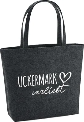 Produktbild von Huuraa Filzshopper Uckermark verliebt 22 Liter Charcoal Melange Filztasche Geschenkidee