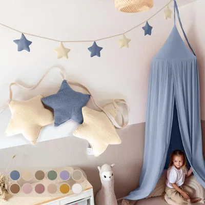 Produktbild von Handgemachte Wimpelkette für Kinderzimmer aus Musselin Baumwolle