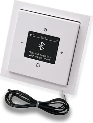 Produktbild von Busch Jäger DAB+ Unterputz Bluetooth (in and out) Radio (8217U-101) Future Linear Studioweiß, Komplett-Set 8217 U – 101, Rahmen und Radioabdeckung + 0,9 Meter EBROM Wurfantenne zur Empfangsoptimierung
